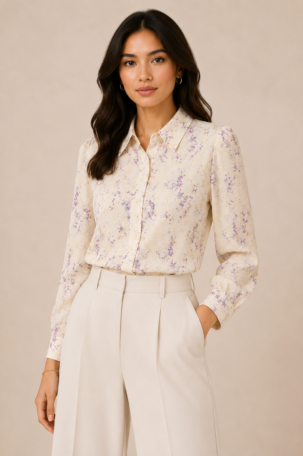 Lavender Floral Printed Relaxed Fit Shirt