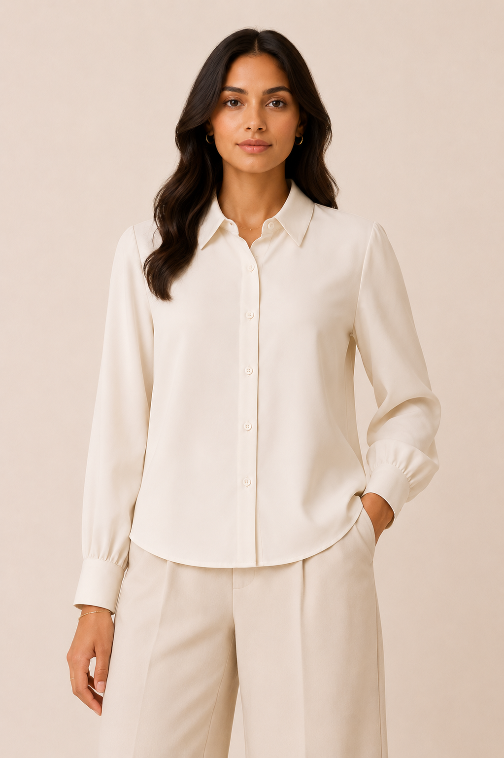 Classic Ivory Full Sleeve Relaxed Fit Shirt