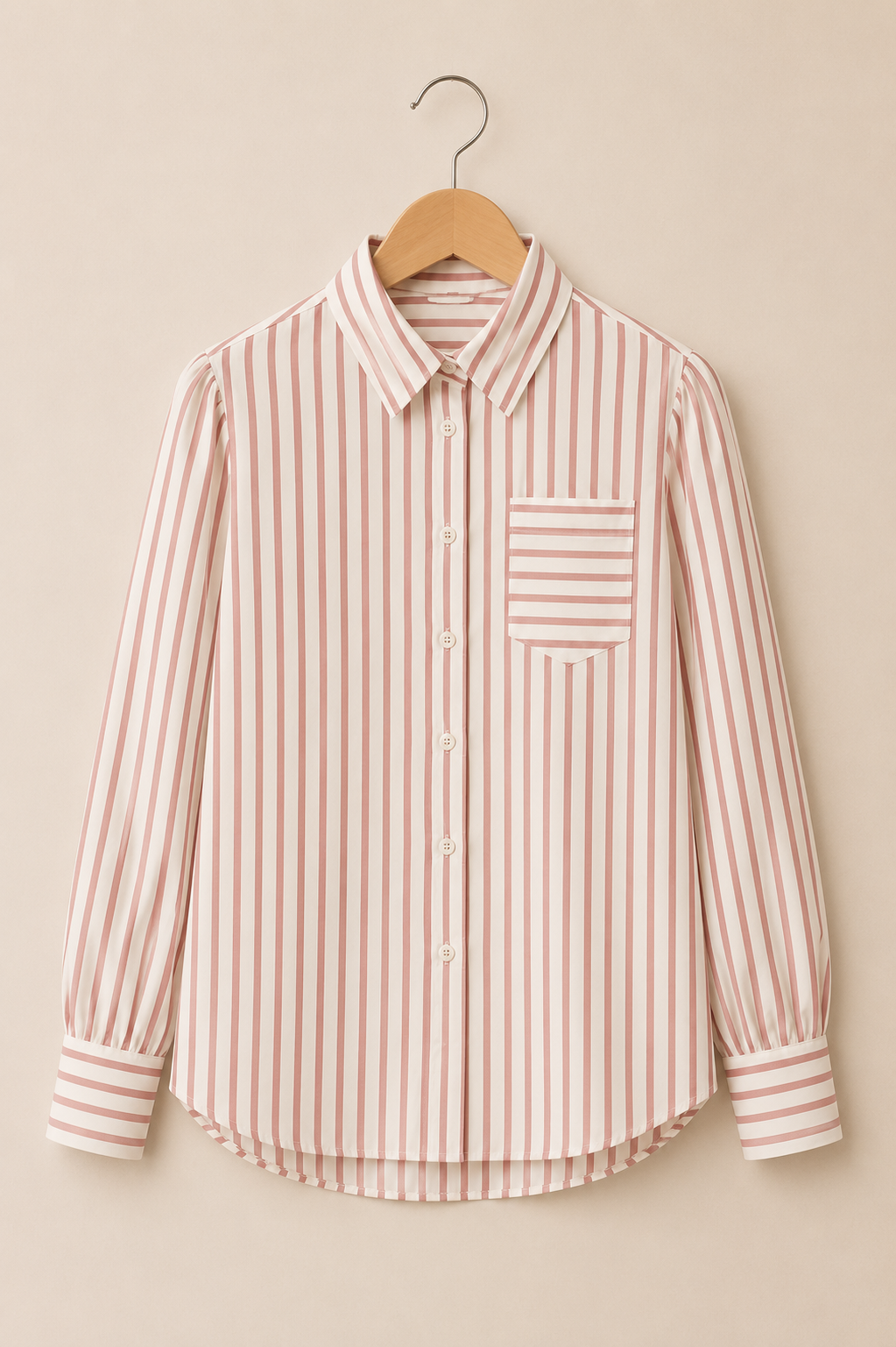 Blush Pink Vertical Stripe Relaxed Shirt
