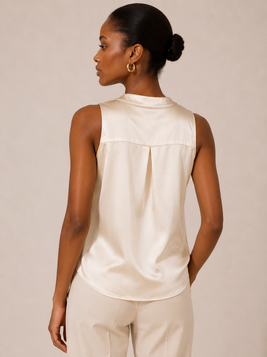 Ivory Luxe Satin Sleeveless Top