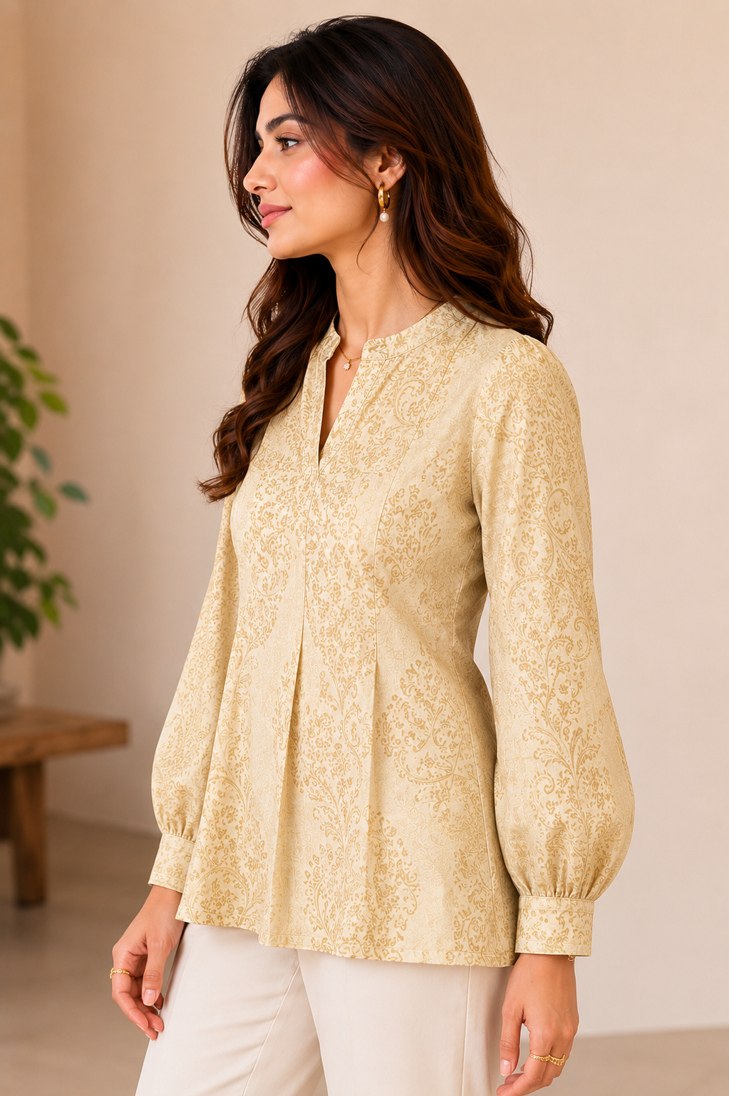 Vintage Paisley Luxe Balloon Sleeve Blouse