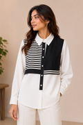 Monochrome Contrast Panel Statement Shirt