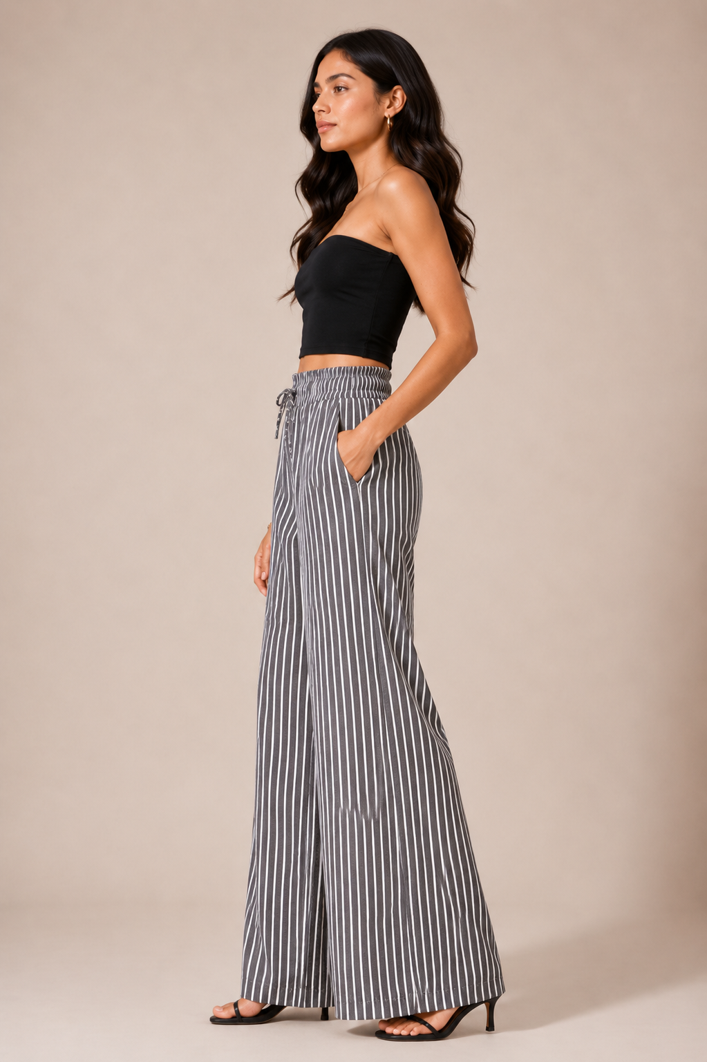 Charcoal Stripe Palazzo Pants