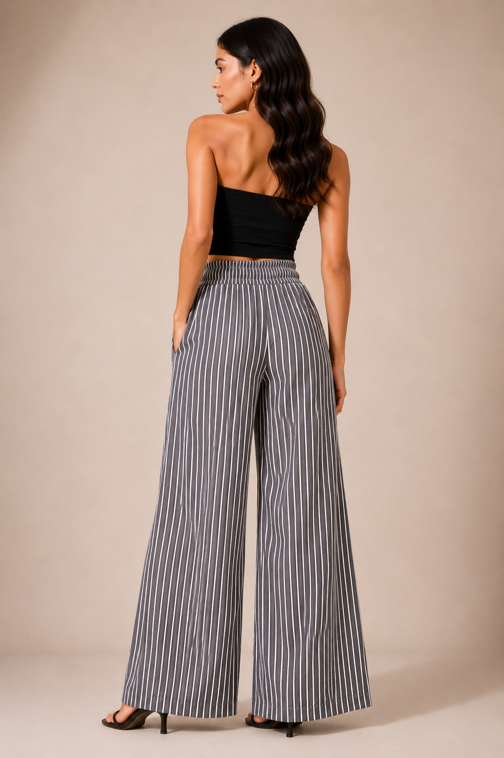 Charcoal Stripe Palazzo Pants