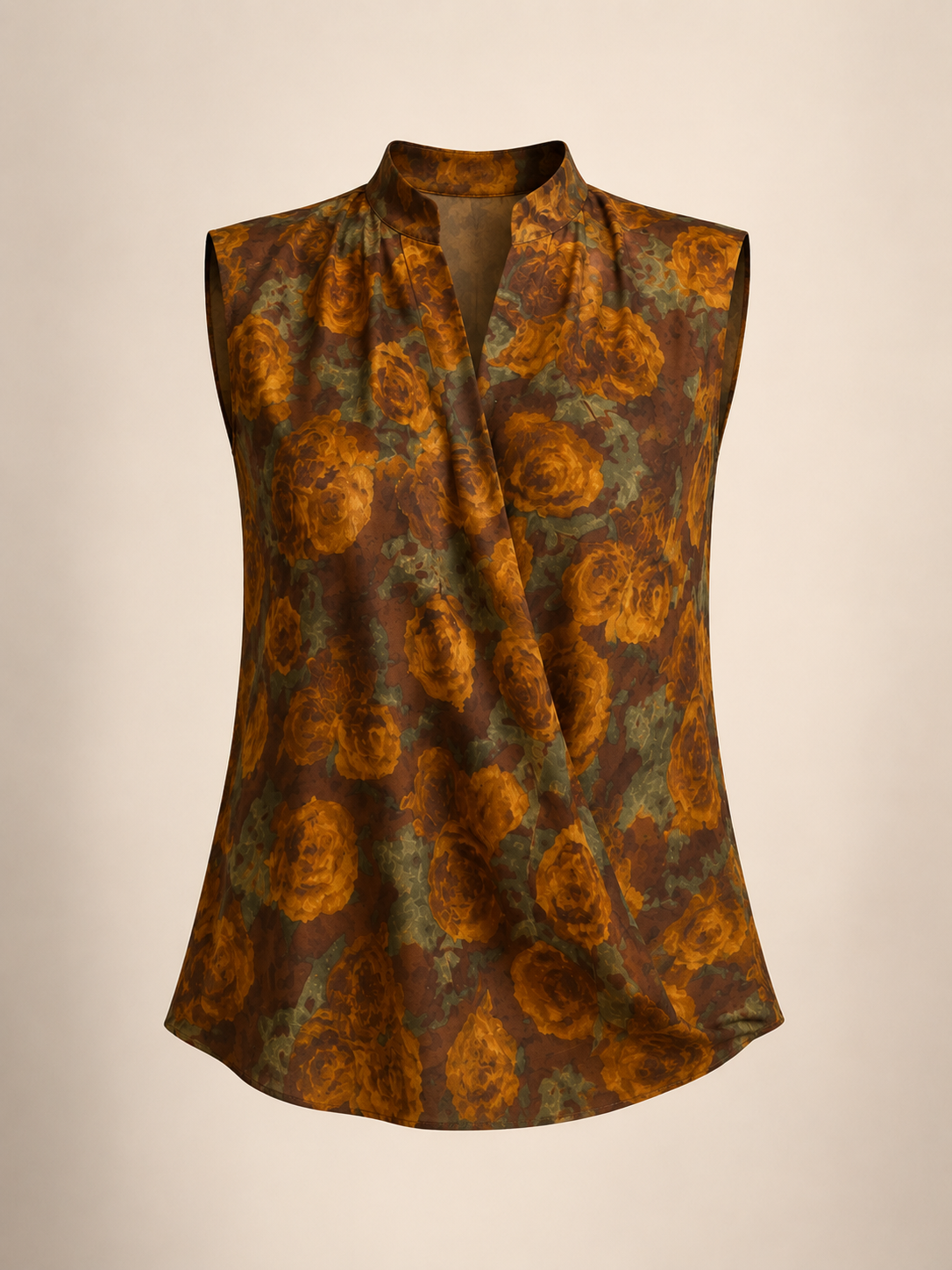 Vintage Rust Floral Drape Neck Top
