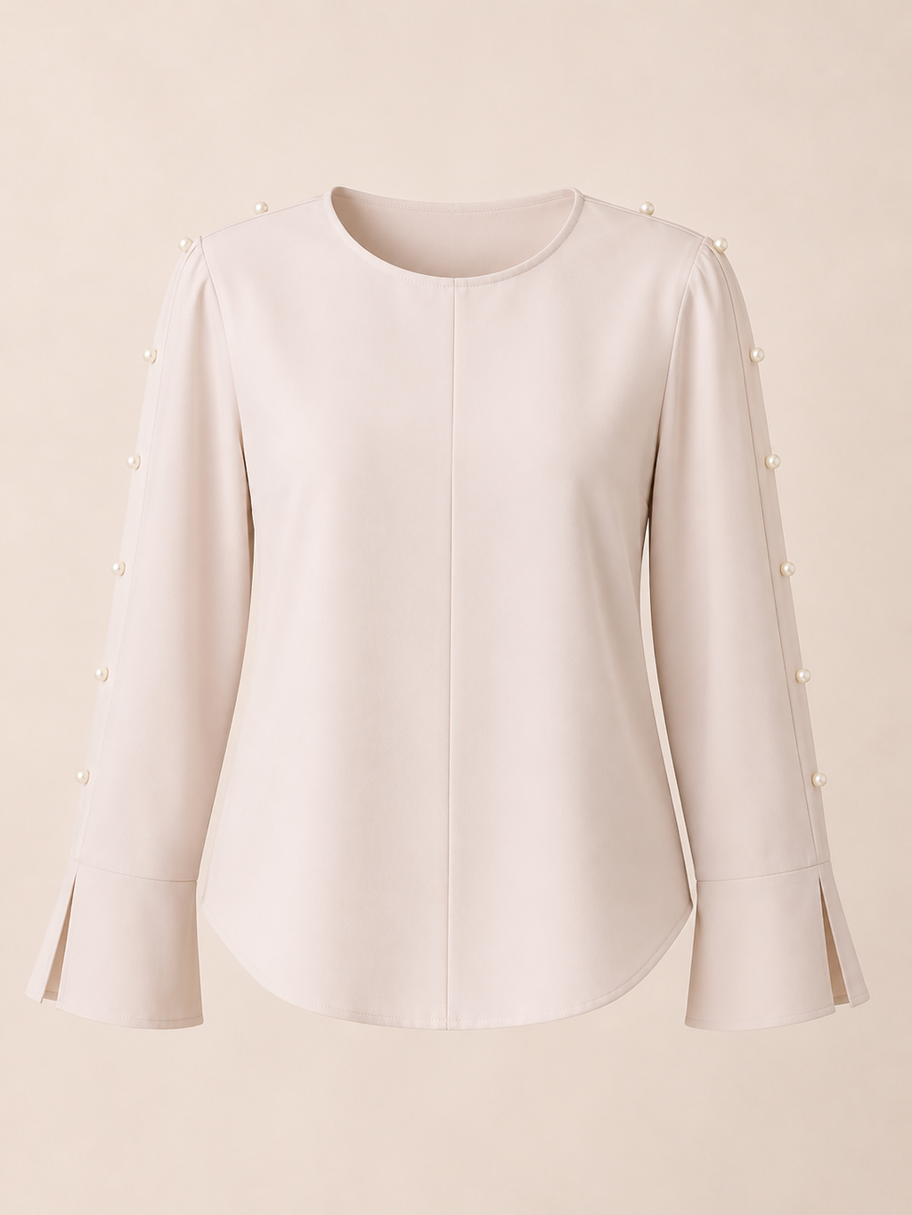 Nude Pearl Detail Statement Blouse