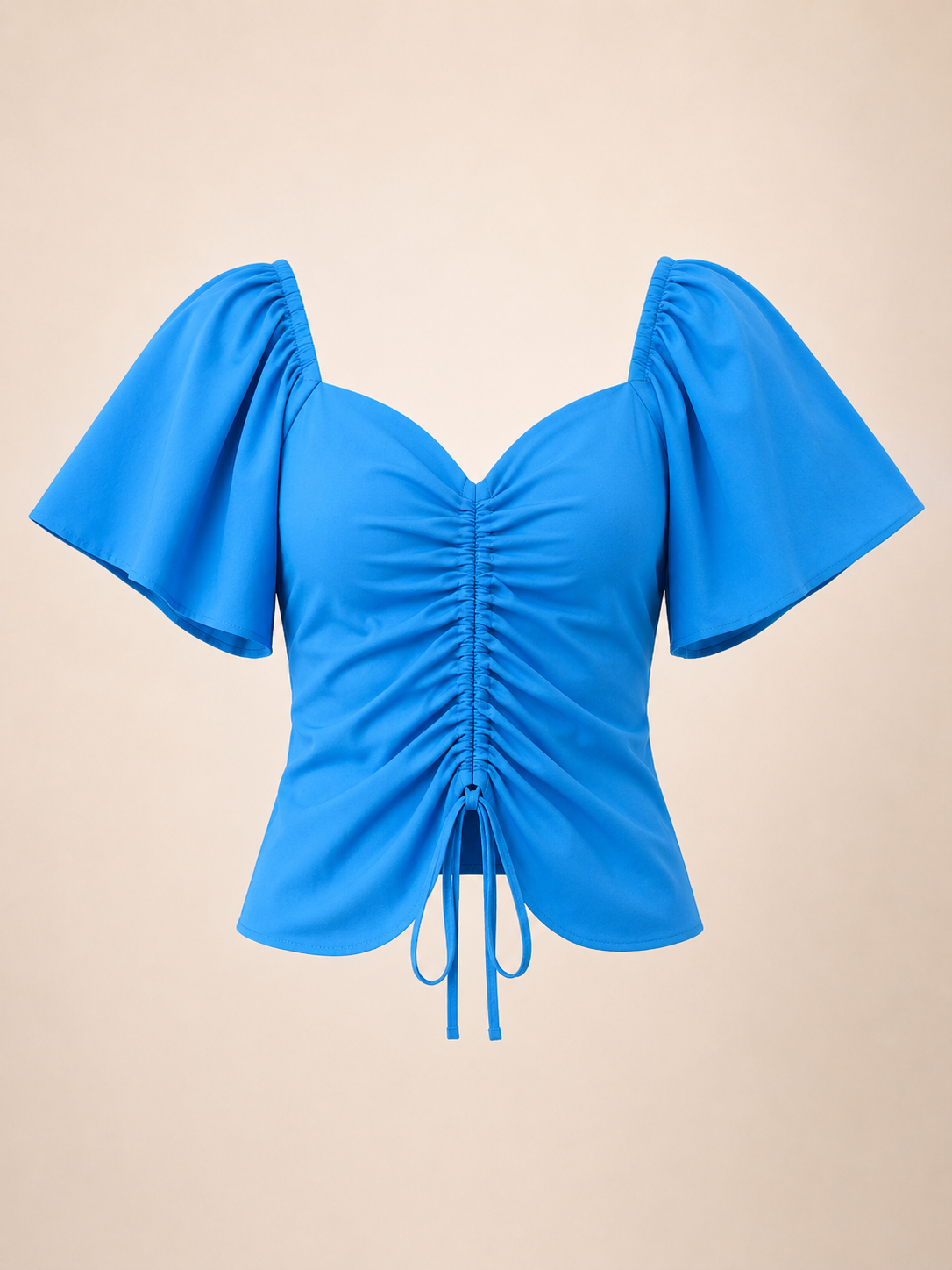 Electric Blue Ruched Front Top