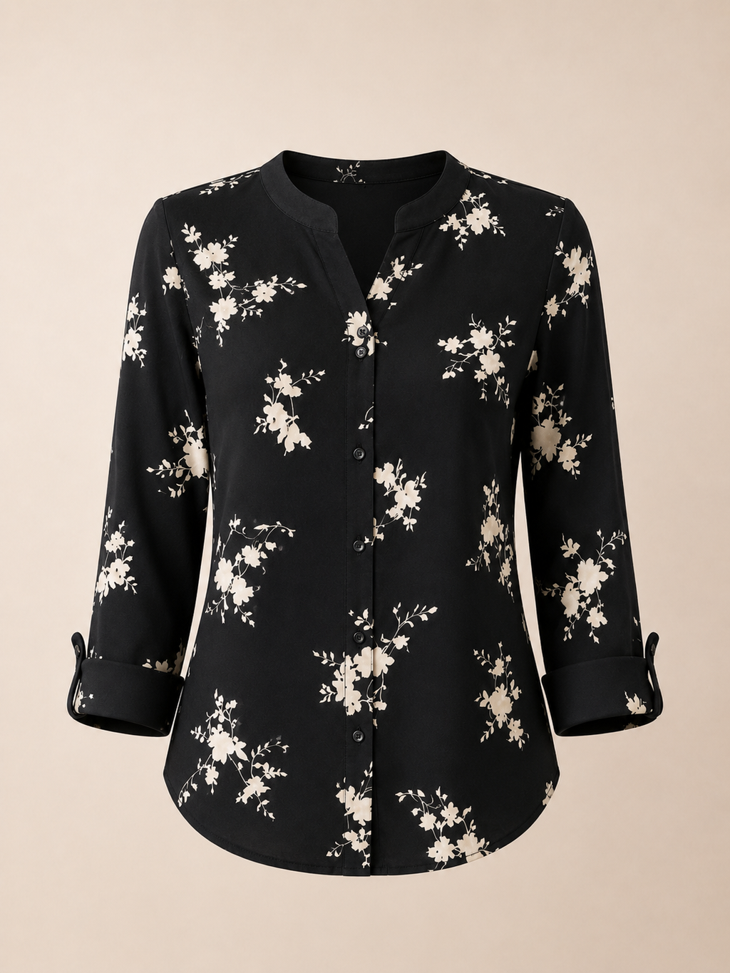 Black Floral Minimal Print Shirt