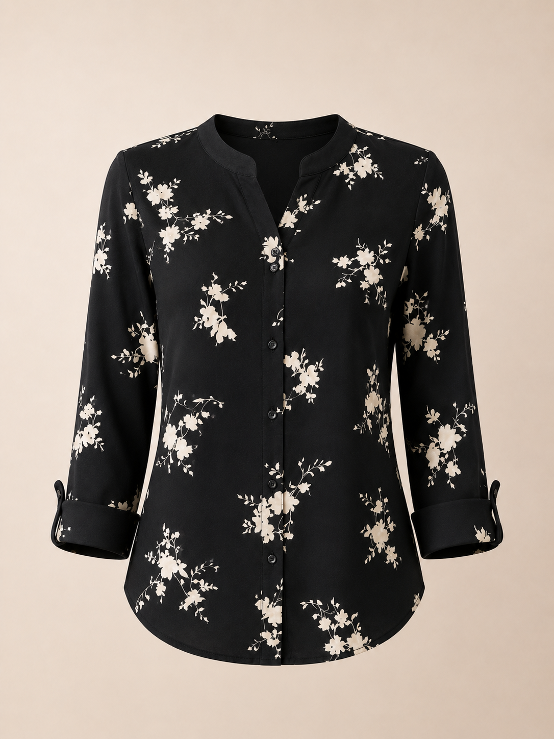Black Floral Minimal Print Shirt