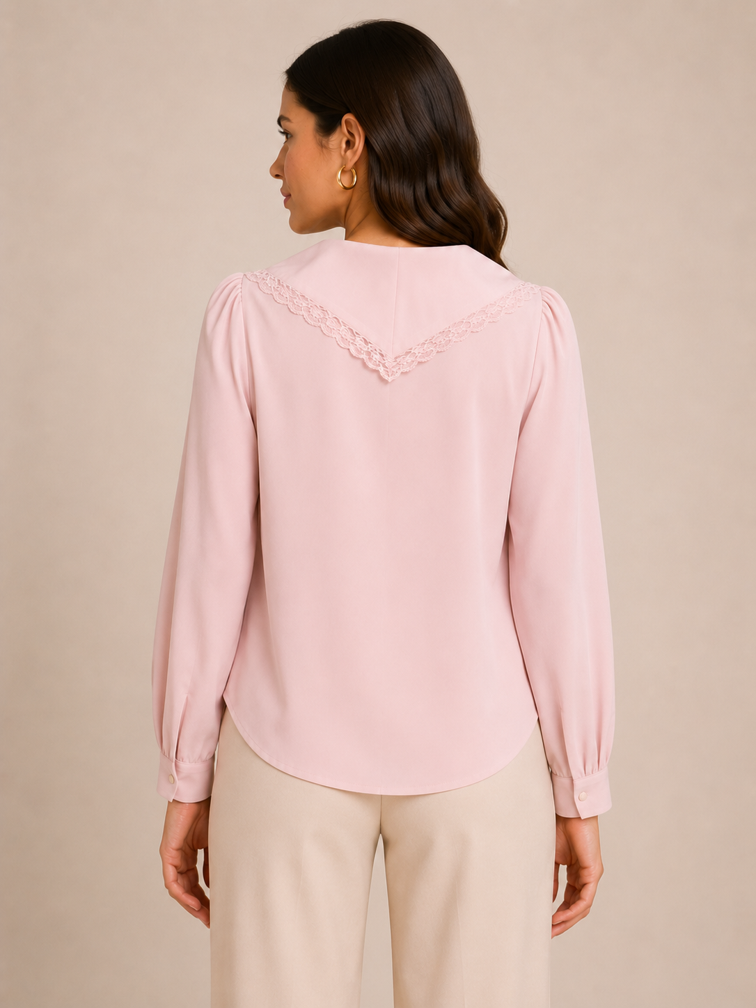 Blush Pink Lace Collar Elegant Overshirt
