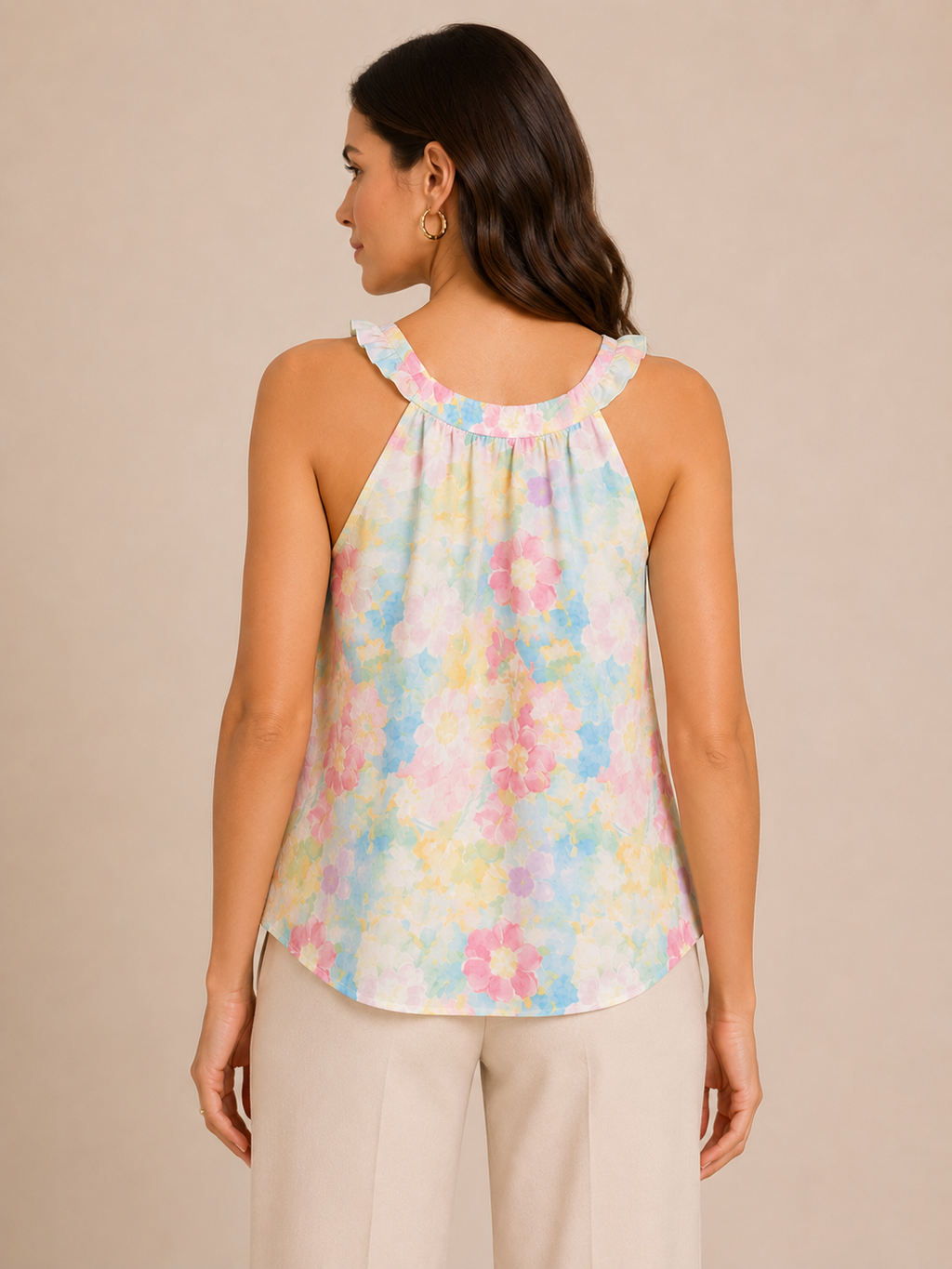 Pastel Floral Soft Flow Sleeveless Top
