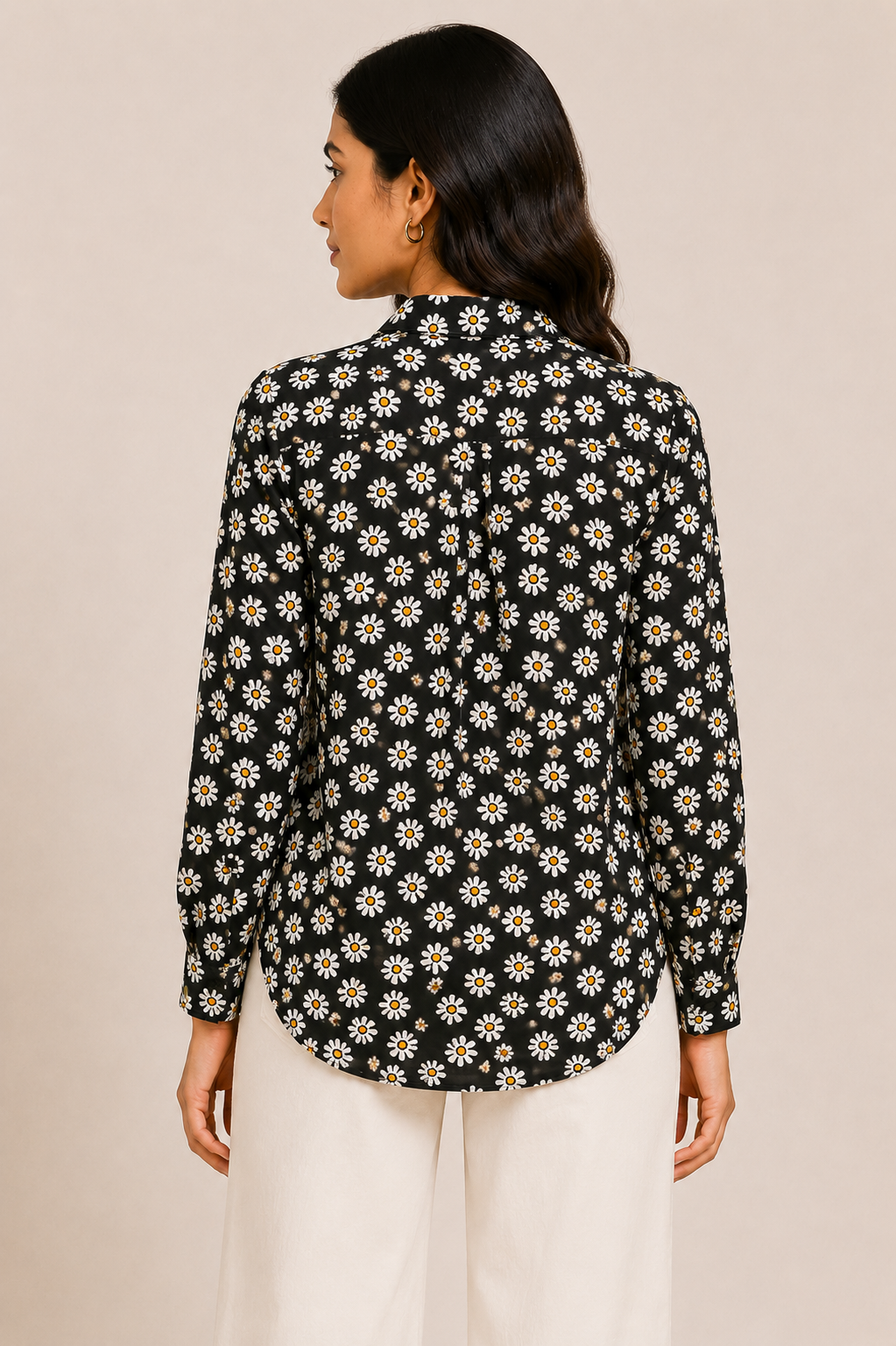 Black Daisy Floral Relaxed Fit Shirt