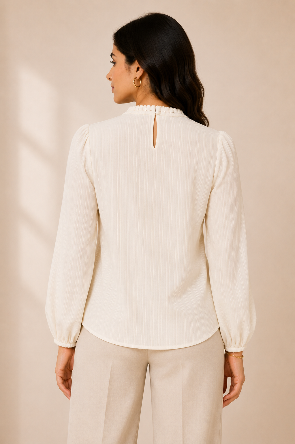 Ivory Lace Panel Ethnic Fusion Top