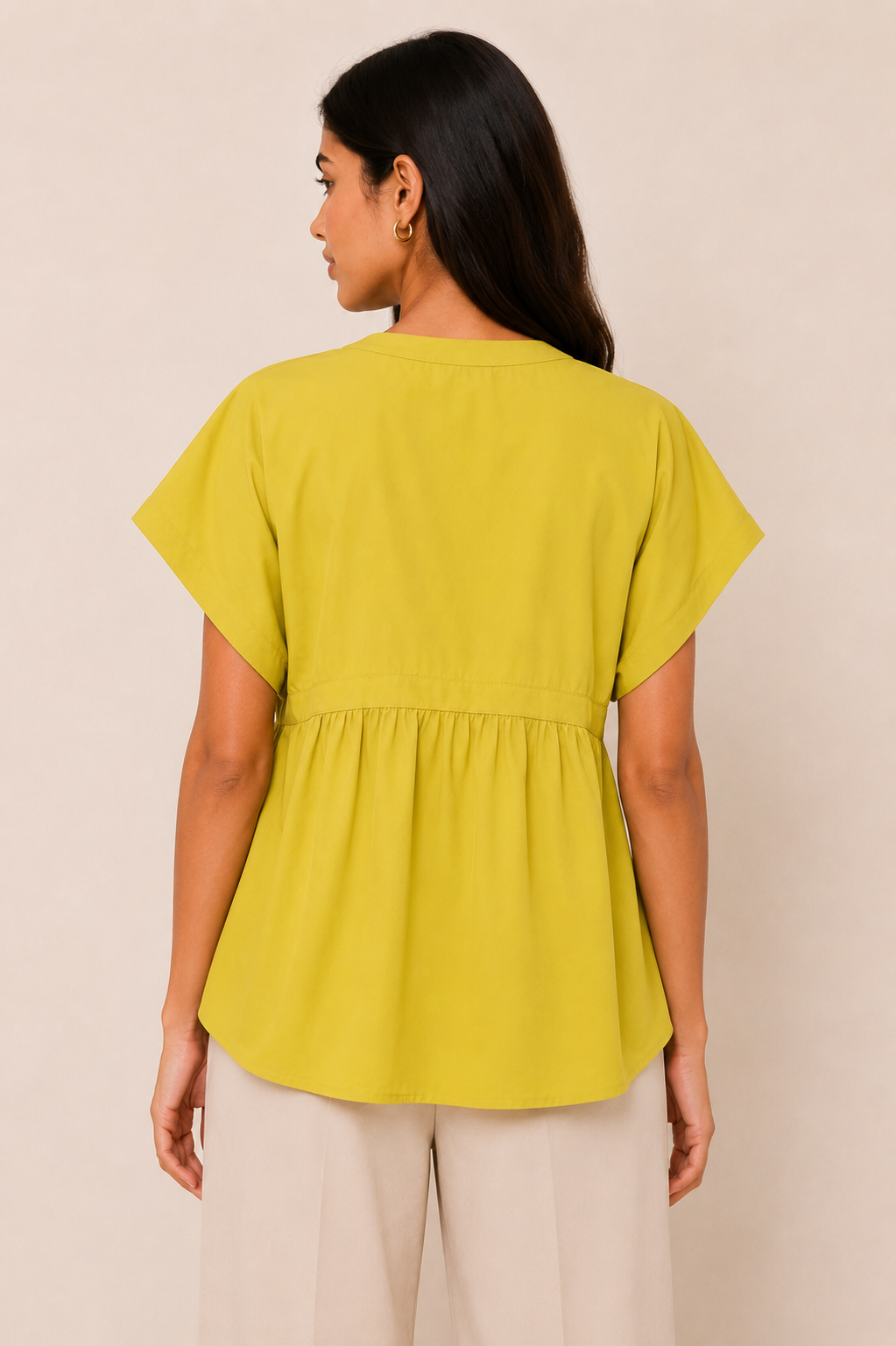 Mustard Flow Button Top