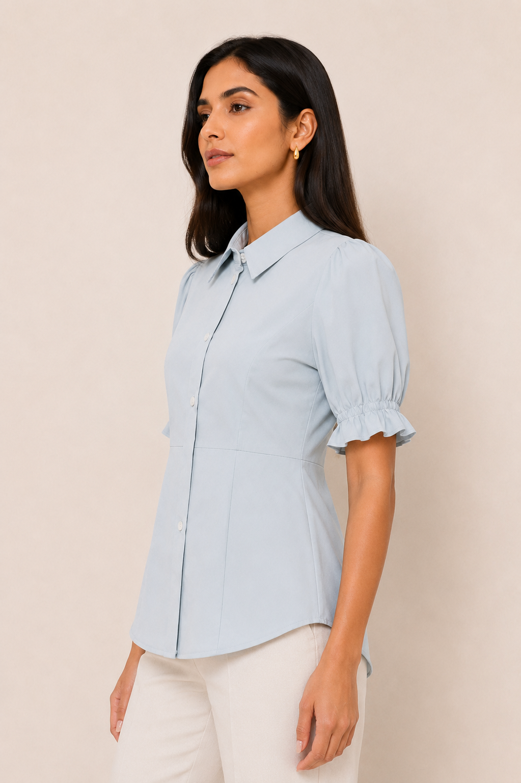 Powder Blue Puff Sleeve Top