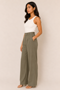 Elegant Olive Wide-Leg Trouser Look