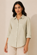 Soft Sage Crinkle Texture Shirt
