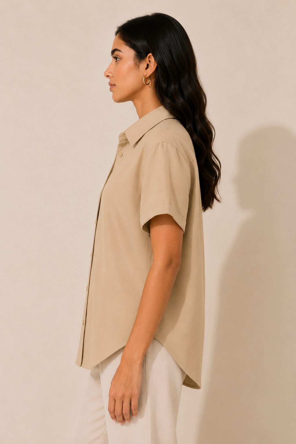 Minimal Beige Relaxed Fit Shirt