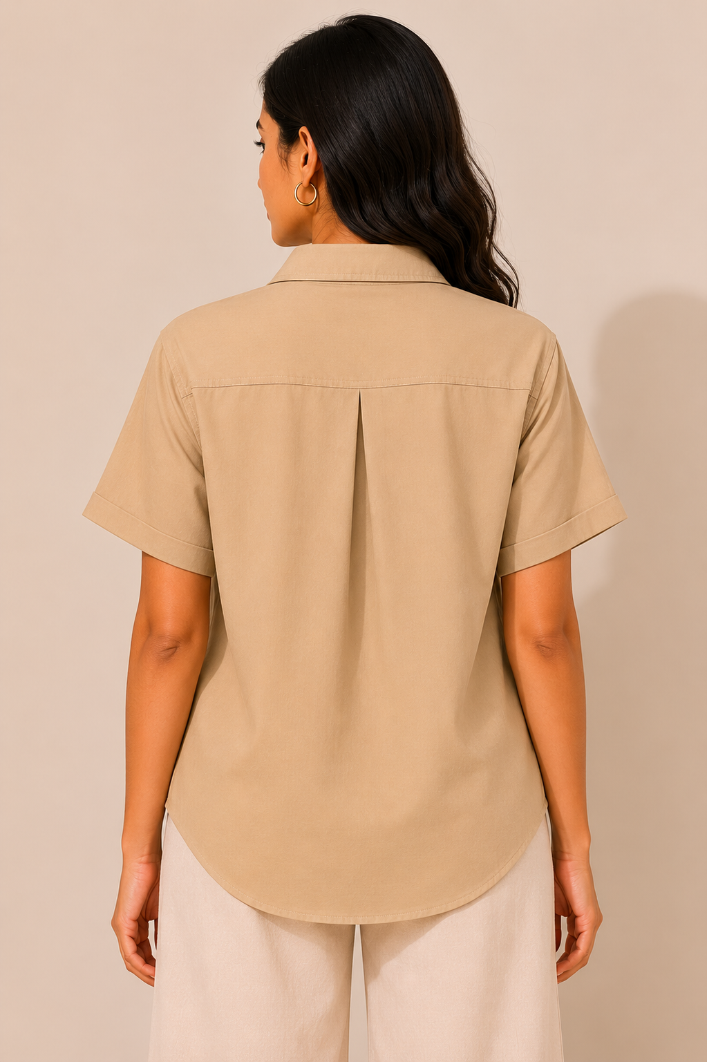Minimal Beige Relaxed Fit Shirt