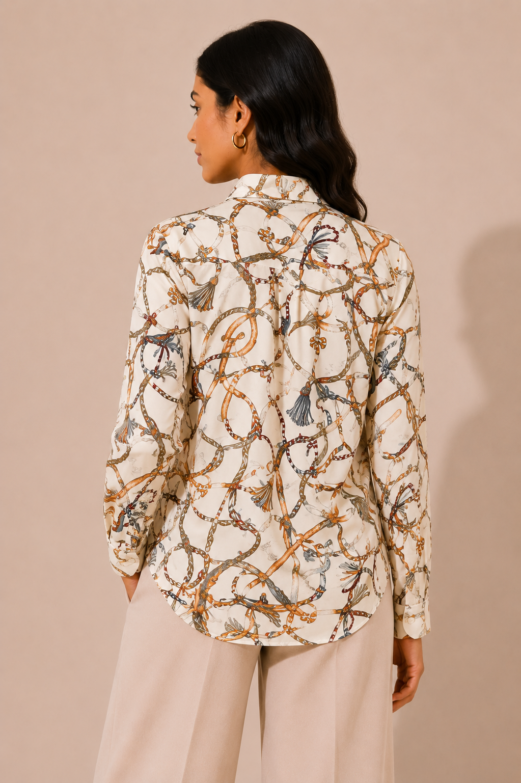 Luxe Chain Print Satin Shirt