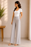 Grey Minimal Wide-Leg Pants