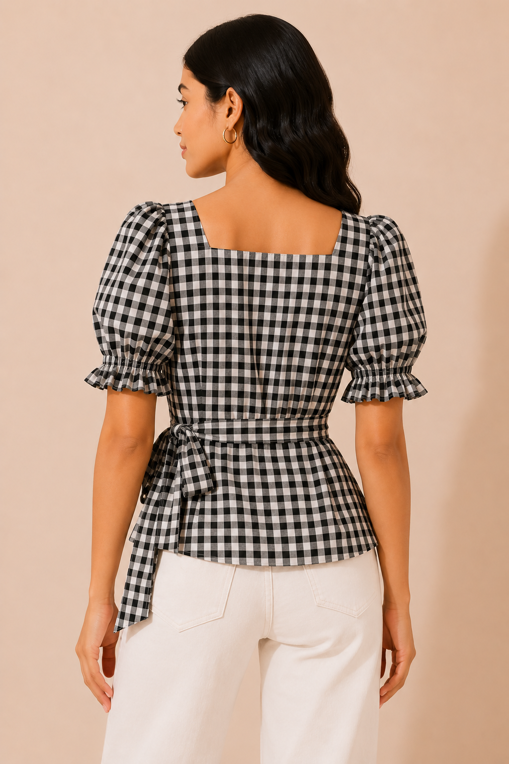 Classic Gingham Wrap Top