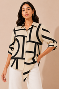 Abstract Monochrome Oversized Shirt