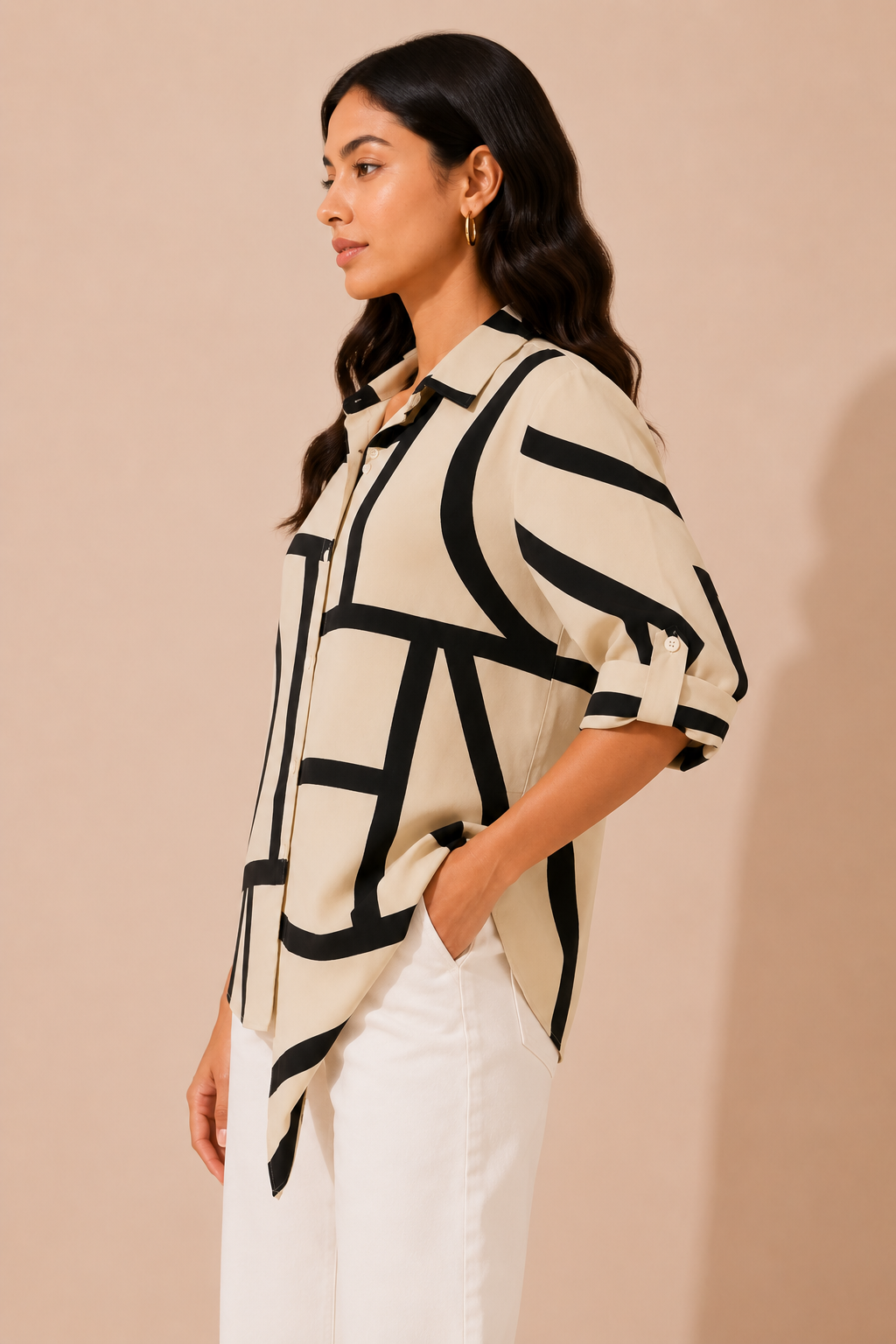 Abstract Monochrome Oversized Shirt