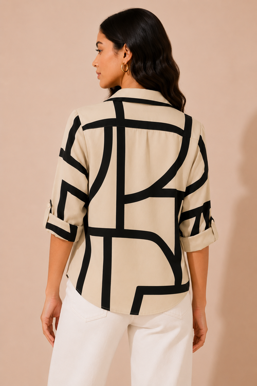 Abstract Monochrome Oversized Shirt