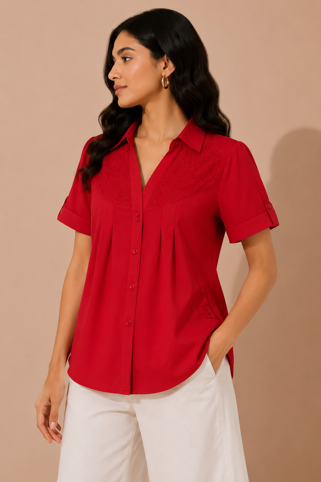 Scarlet Lace Panel Shirt