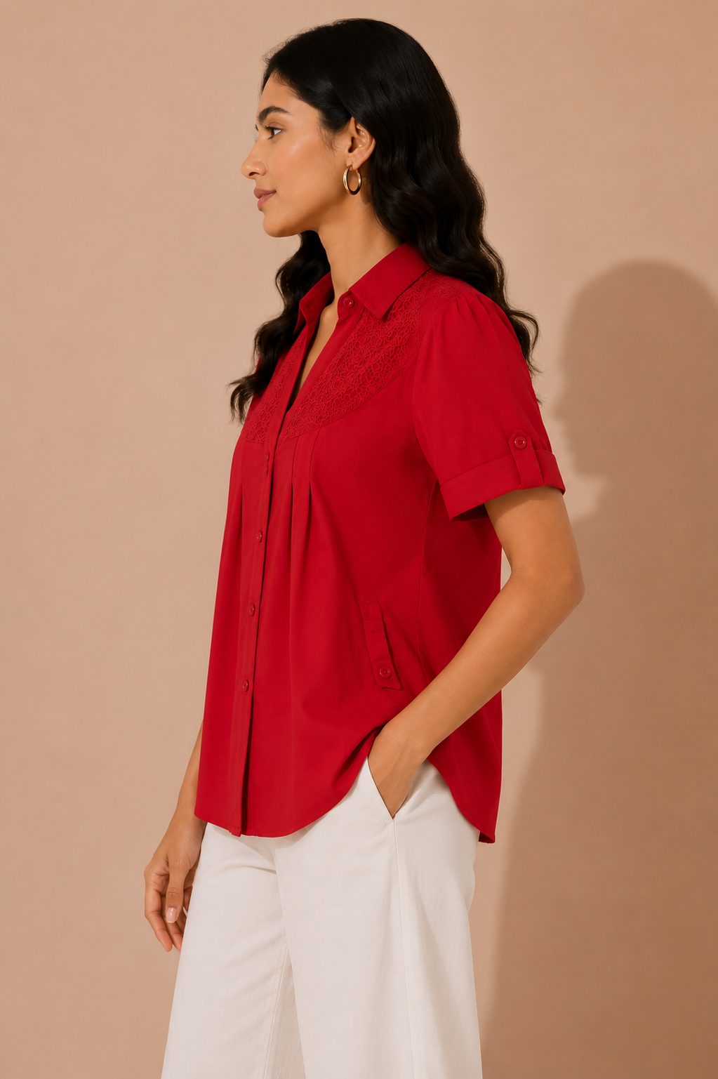 Scarlet Lace Panel Shirt