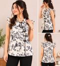 Monochrome Oriental Print Top