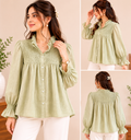 Sage Green Smocked Blouse