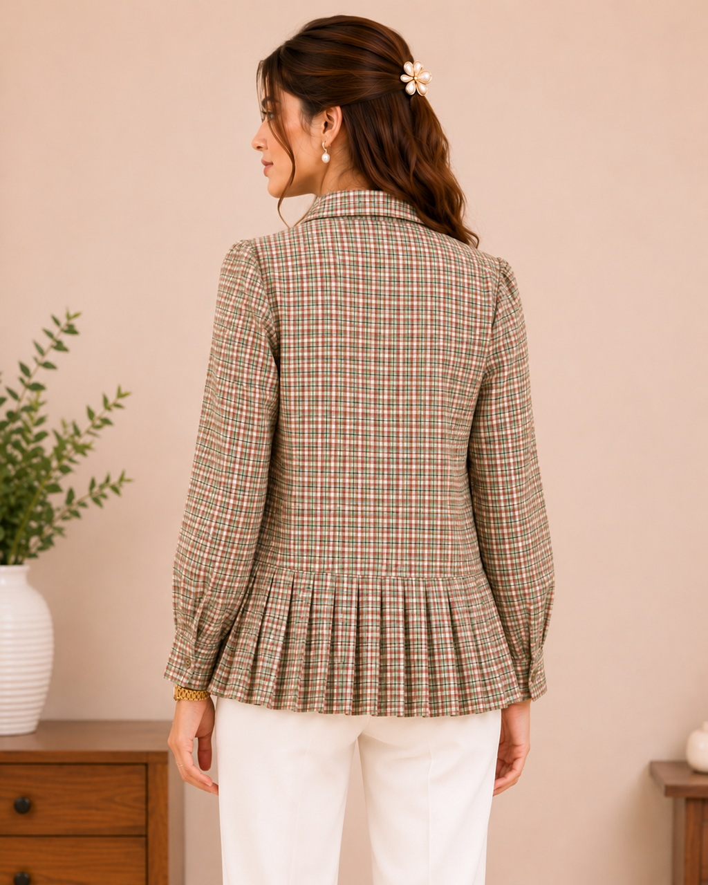 Vintage Check Peplum Shirt