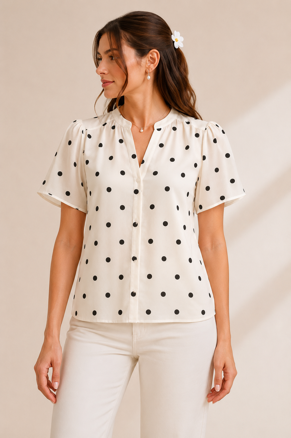 Imported Polka Dot Soft Chic Top – White Edition