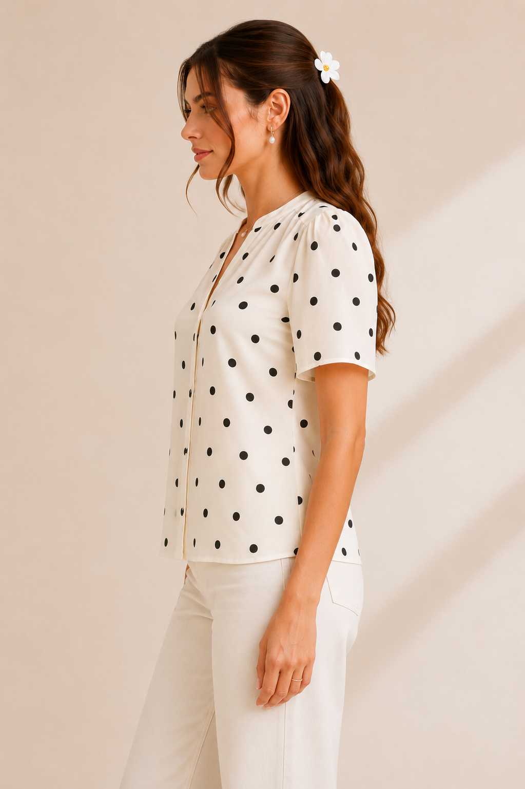 Imported Polka Dot Soft Chic Top – White Edition