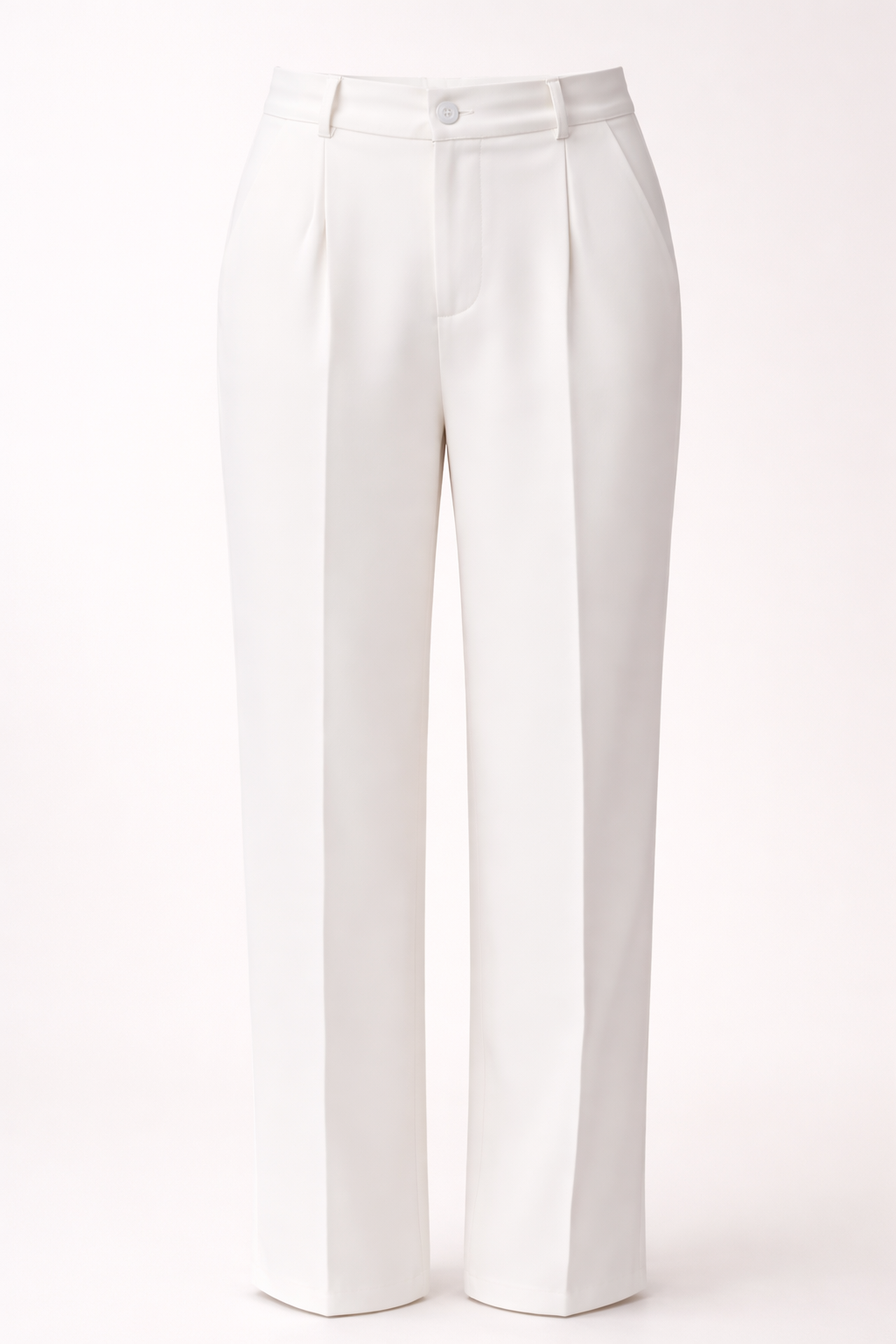 Ivory Tailored Straight Fit Trousers