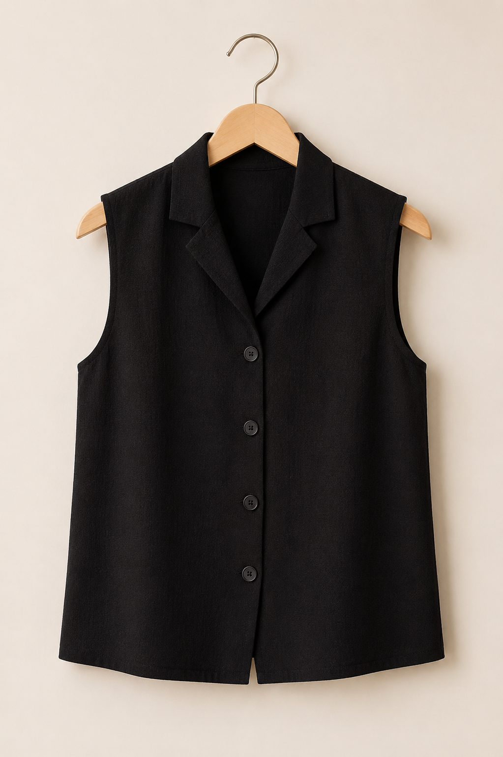 Midnight Black Tailored Sleeveless Vest Top