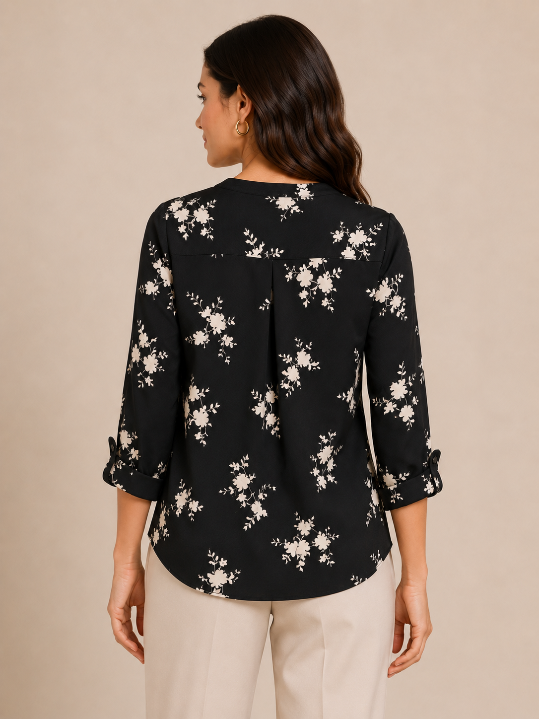 Black Floral Minimal Print Shirt