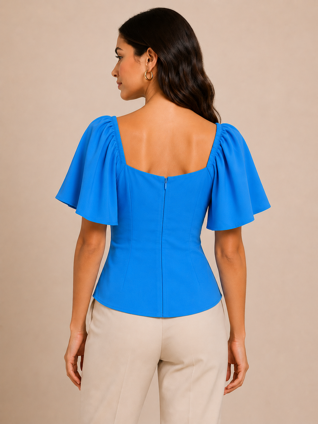 Electric Blue Ruched Front Top