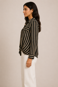 Black & Gold Twist Front Statement Shirt