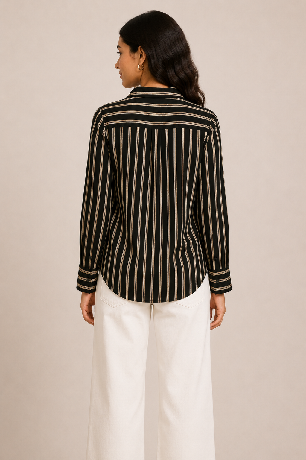 Black & Gold Twist Front Statement Shirt