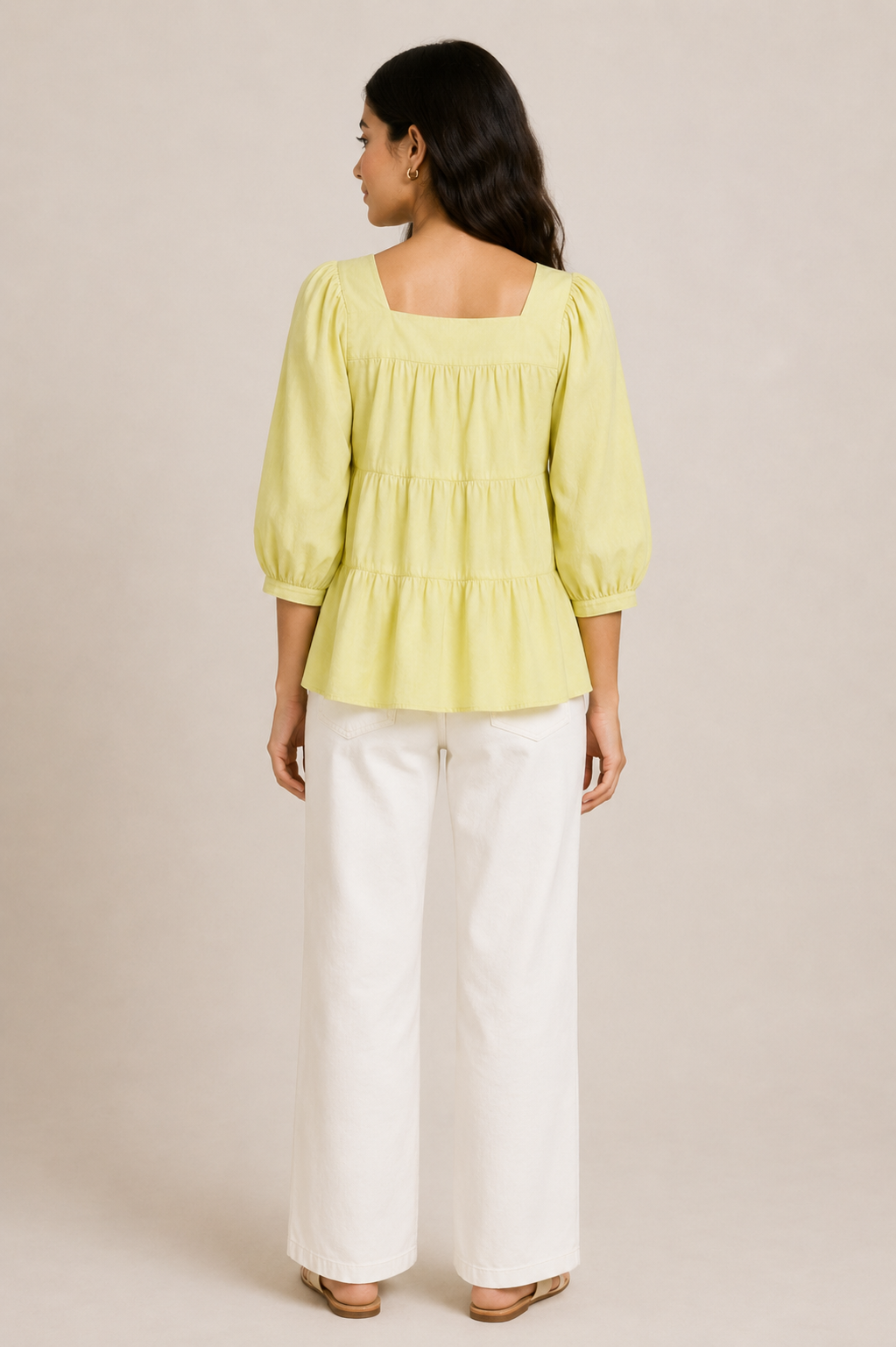 Butter Yellow Smocked Peplum Top