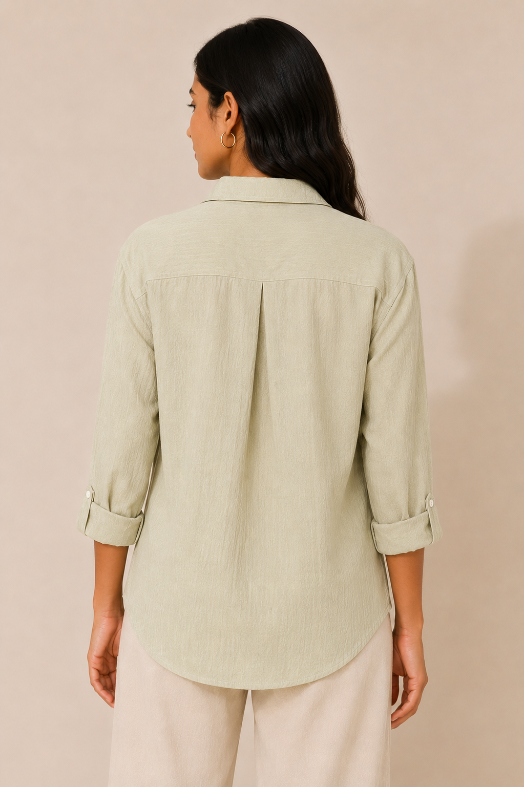 Soft Sage Crinkle Texture Shirt