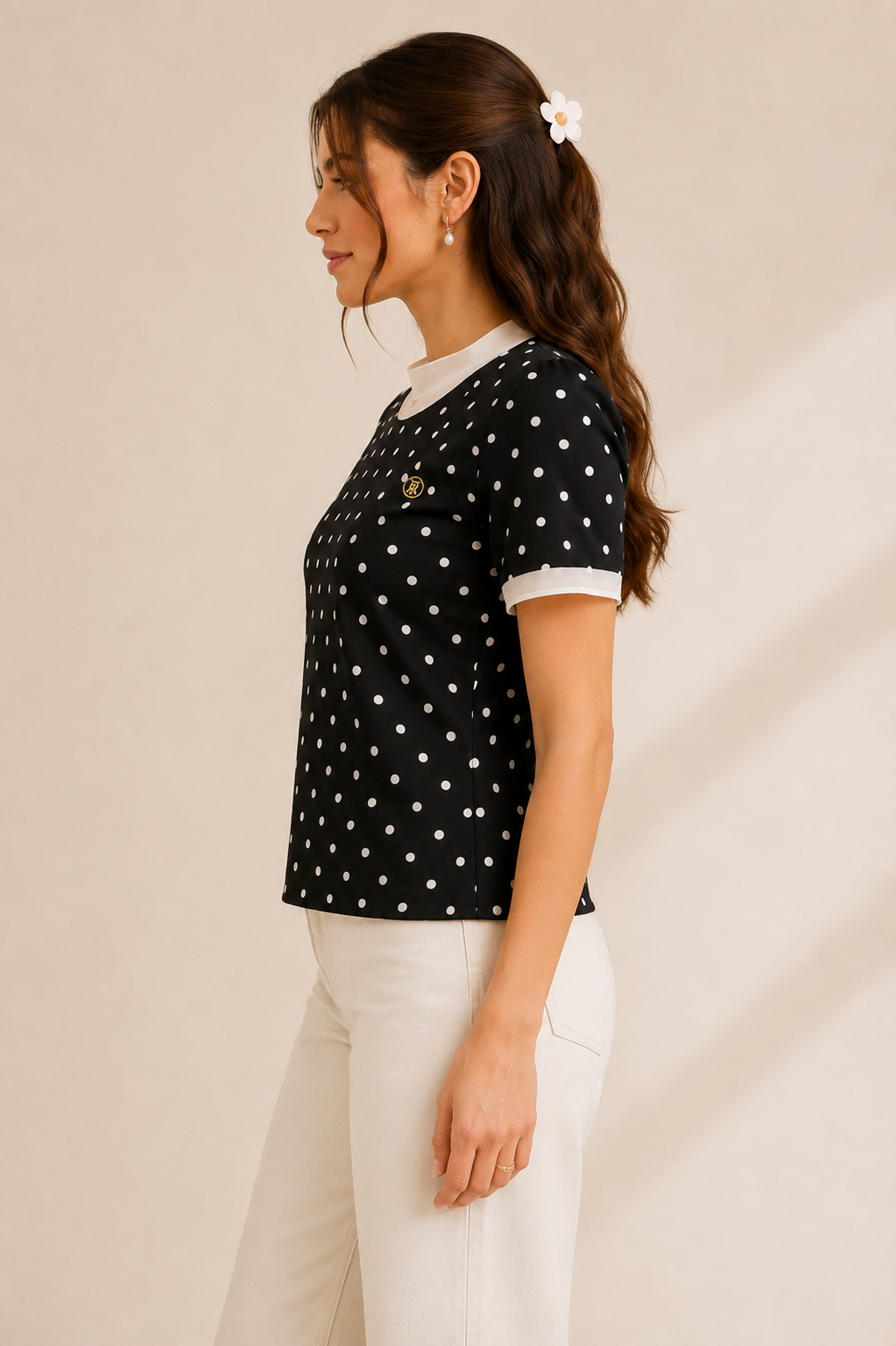 Black Polka Dot Classic Top