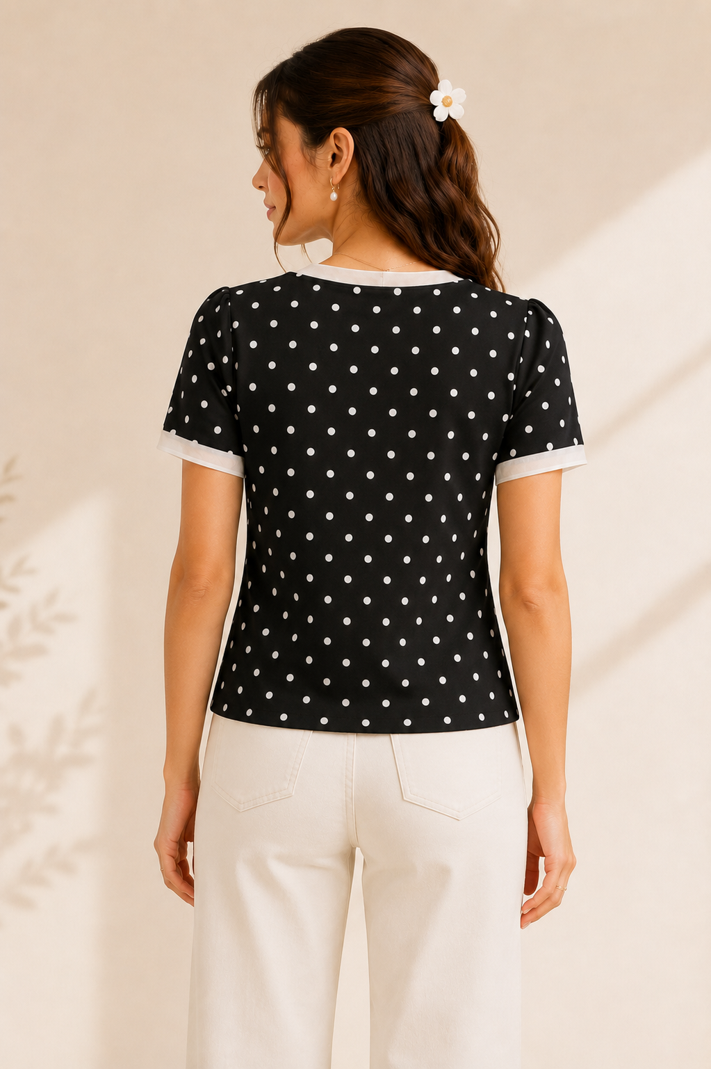 Black Polka Dot Classic Top