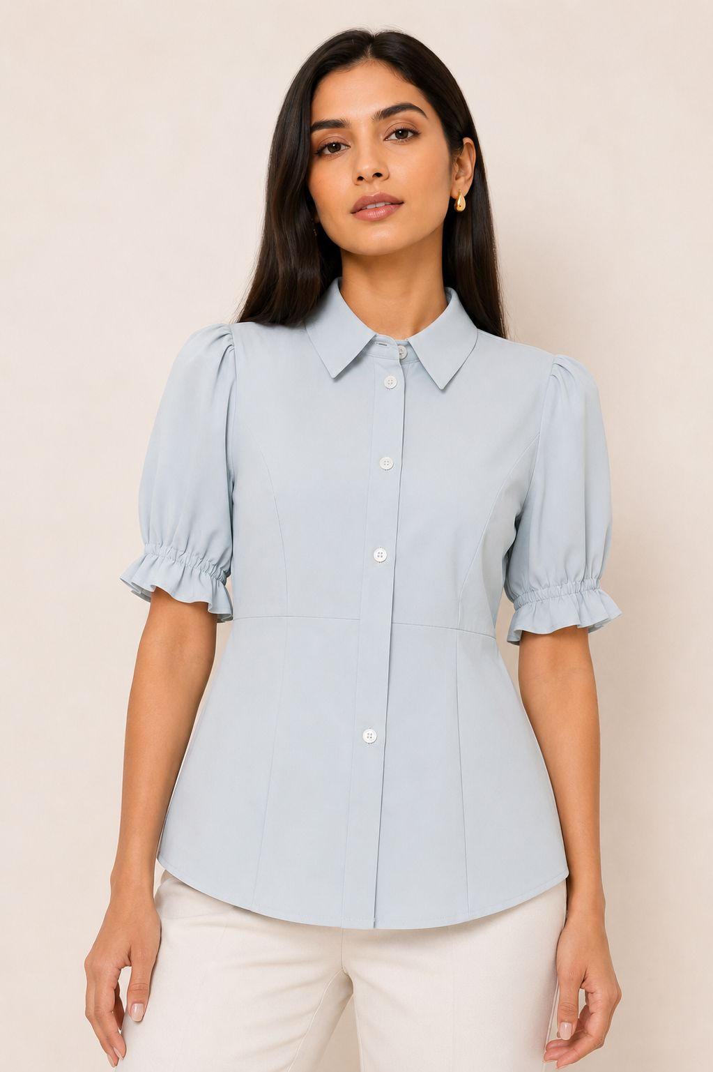 Powder Blue Puff Sleeve Top