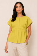 Mustard Flow Button Top