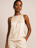 Ivory Luxe Satin Sleeveless Top